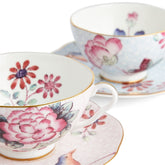 Cuckoo Pink & Blue Teacup & Saucer, Set Of 2